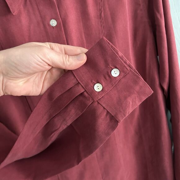 Soft Surroundings Womens Tencel Long Sleeve Collared Button-Up Shirt Red Medium‎ - Picture 6 of 9